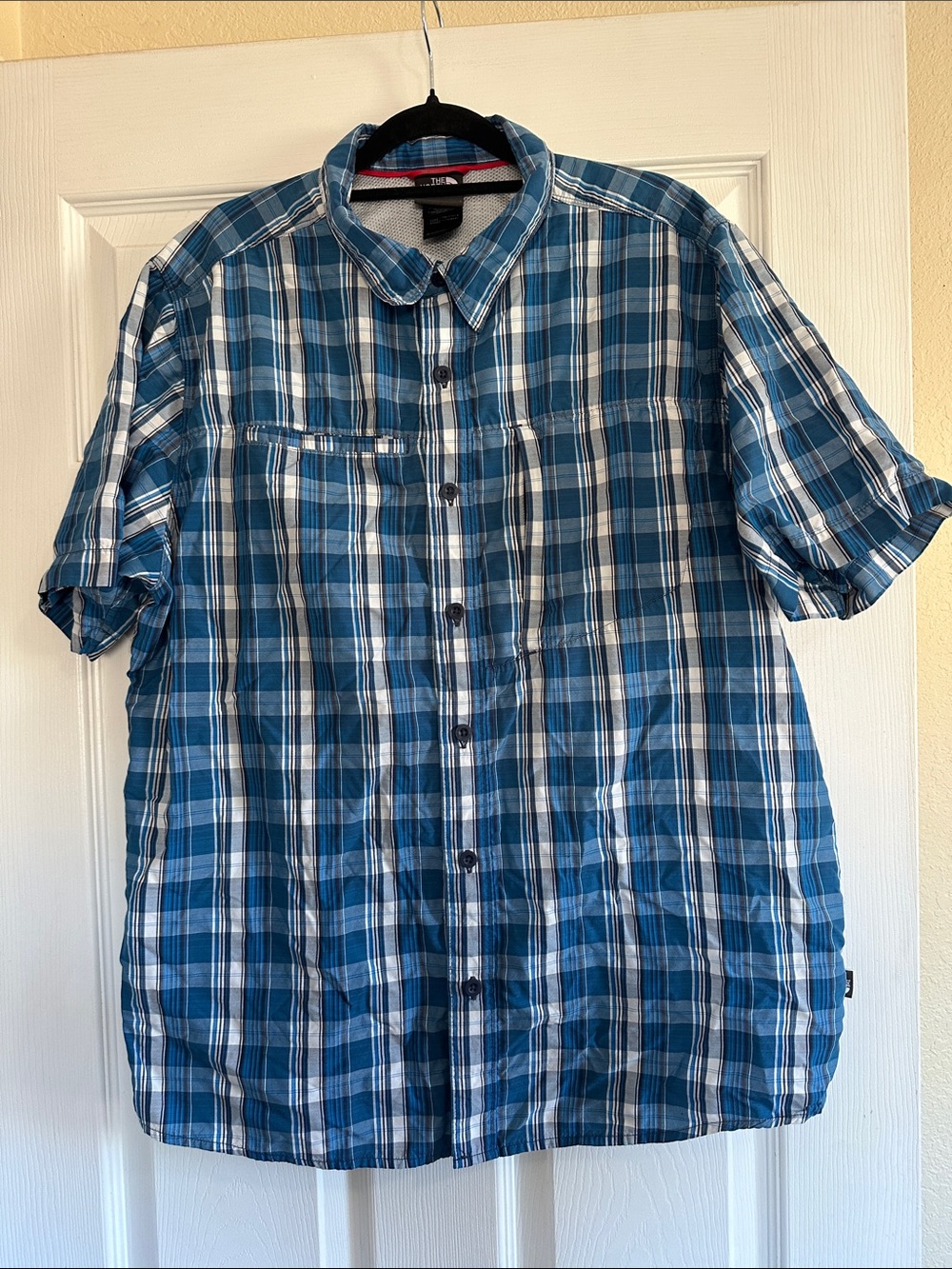 The North Face Blue Plaid Short-Sleeve Button-Down Shirt